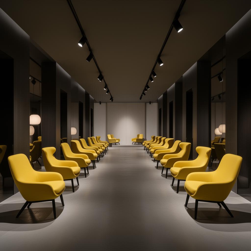 Showroom Happy Chairs com cadeiras amarelas